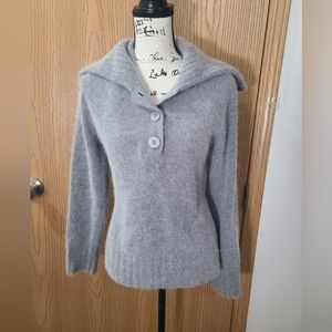 Jillian Jones Angora Rabbit Wool Blend Button Up Collared Sweater